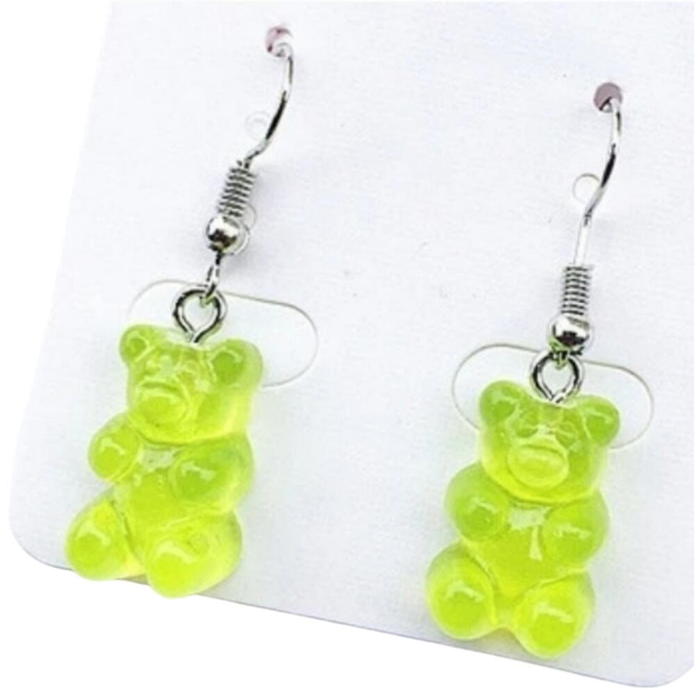 Sugar Rush Green Faux Gummy Bear Earrings